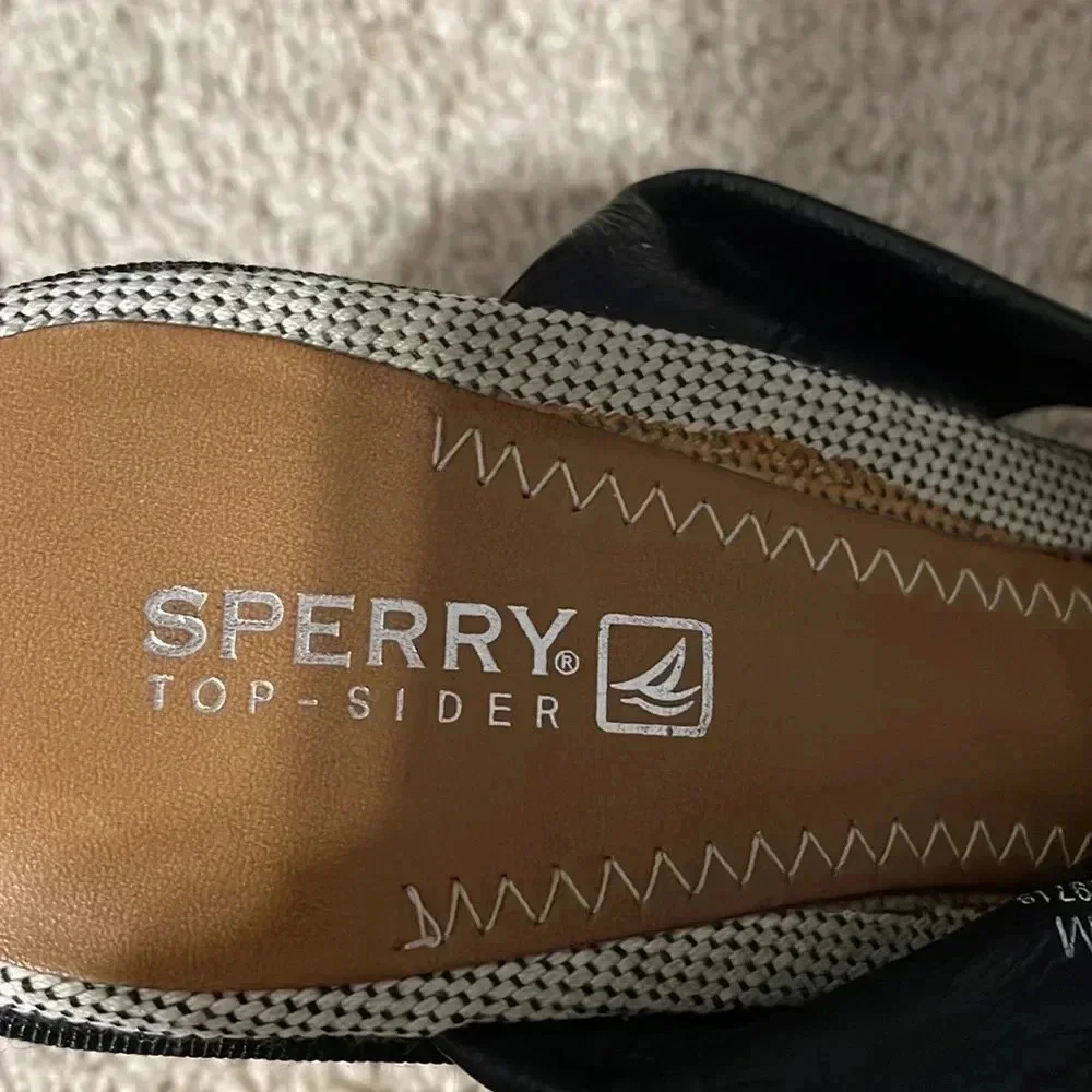 Sperry black wedge sandals size 9